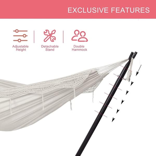 dimension image slide 3 of 12, Double Cotton Hammock with Space Saving Steel Stand