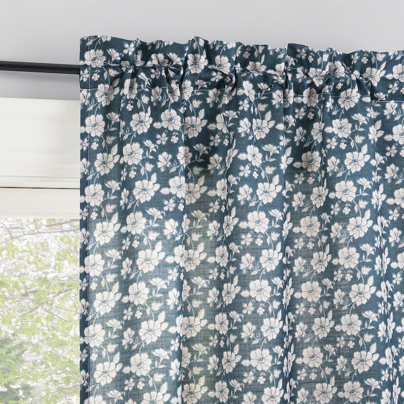 No. 918 Mistral 2-pack Floral Semi-Sheer Rod Pocket 2-Piece Kitchen Curtain Tier Pair