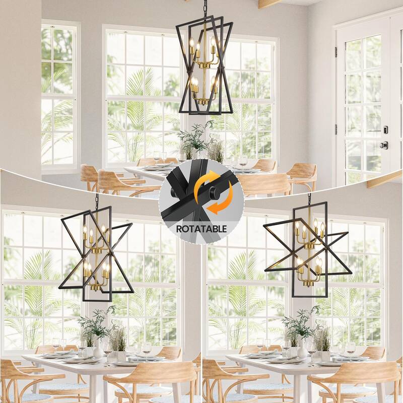 8 -Lights Candle Dimmable Two Tiers Rectangle Chandeliers