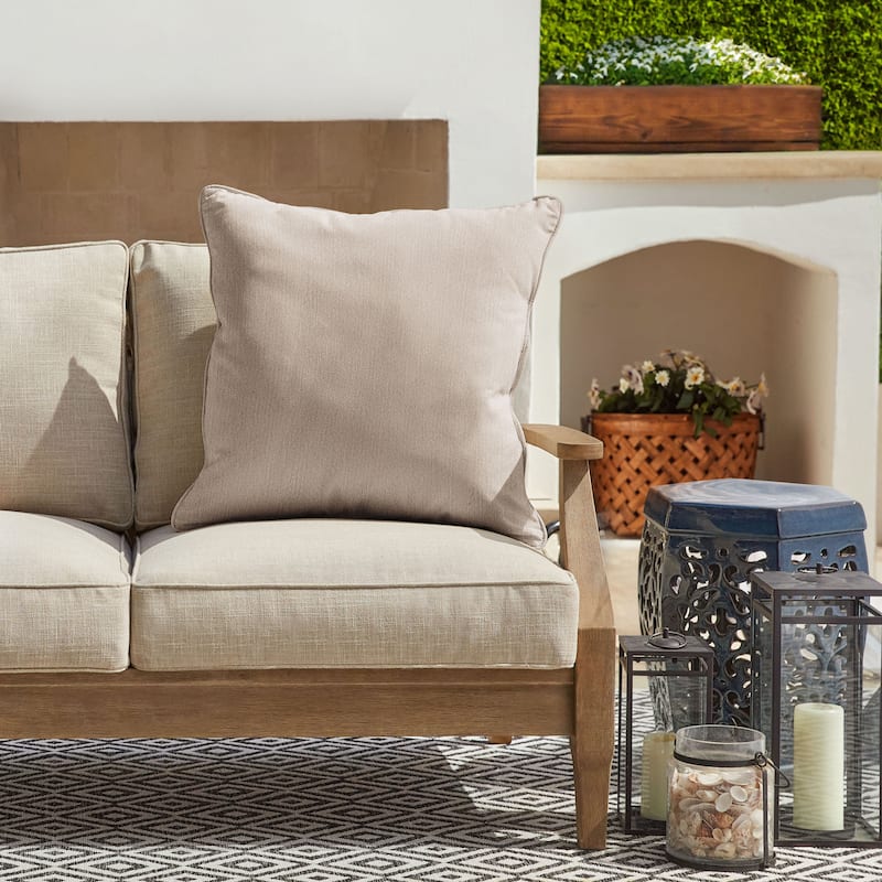 Sorra Home Sunbrella Outdoor Corded Pillow Single - 24 in H x 24 in W x 6 in D - Revive Sand