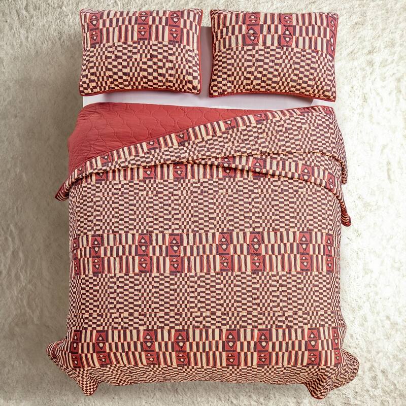 Verona 3-Piece Geometric 100% Cotton Reversible Quilt Set by Jungalow