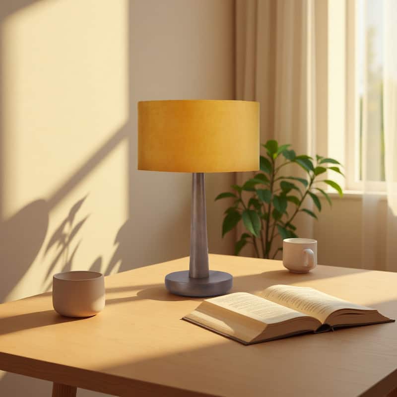 18.5" Modern Table Lamp with Walnut Wood Base, Dimmable Bedside Lamp, UL Listed