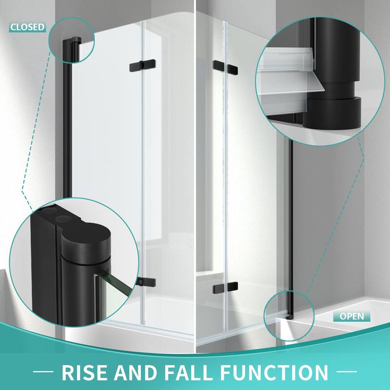 i-Homare 35 in. W x 55 in. H Frameless Tempered Glass Tub Door