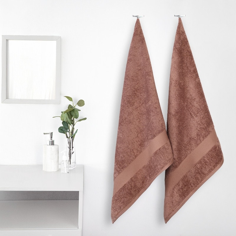 Superior Kendell Egyptian Cotton Solid Medium Weight Bath Towel Set of 2 - Sedona