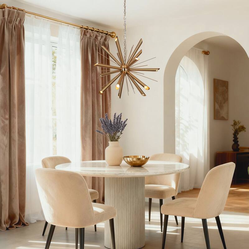 Modern Gold 15-Light LED Sputnik Chandelier for Living Room Hallway Foyer - D25.2"*H18.9"