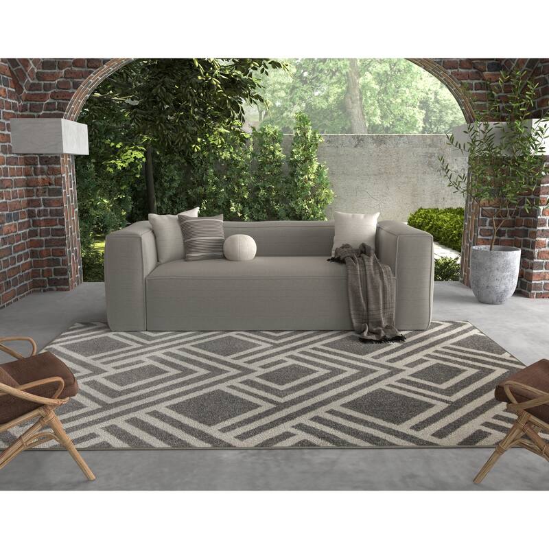 Domani Lesedi Modern Geometric Outdoor Area Rug