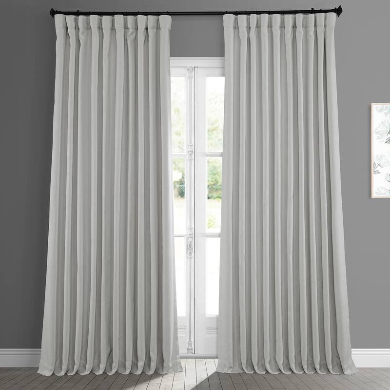 Exclusive Fabrics Faux Linen Extra Wide Room Darkening Curtain Panel - 100 X 84 - Oyster