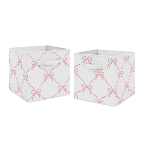 slide 2 of 4, Sweet Jojo Designs Pink Bows Girl Foldable Fabric Storage Bins - Blush Bow for the Ballerina Ballet Dancer Princess Collection