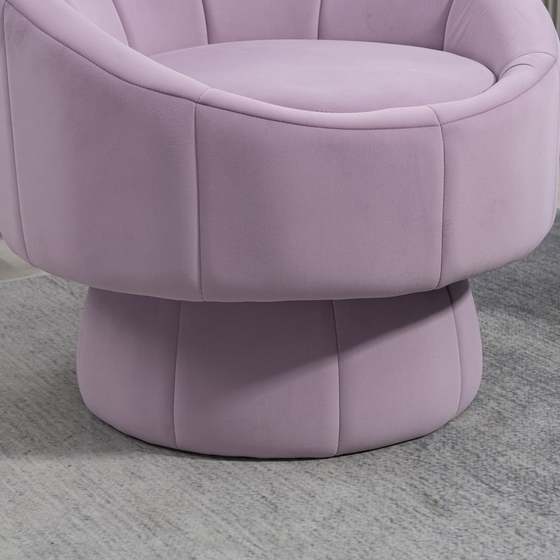 Modern 28.75" Velvet Upholstered 360° Swivel Accent Chair with Wood Frame and Waist Cushion