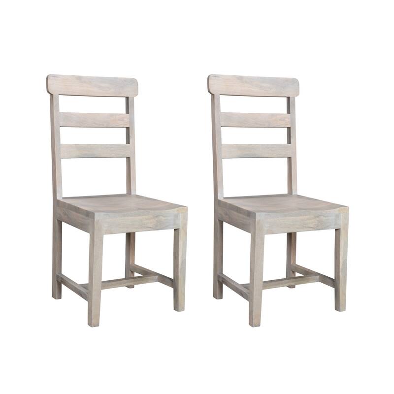 HomeRoots Set of Two White Wood Ladder Back Dining Side Chairs - 17.5' X '39.5' X '17.5