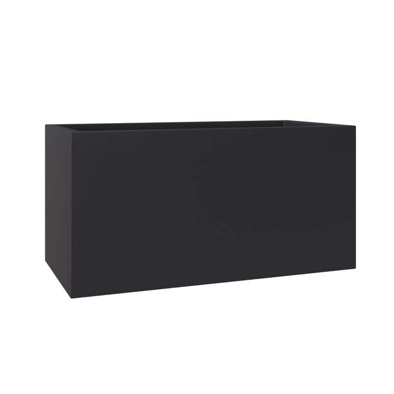 Bloom Rectangular Planter in Fiberstone Weather-Resistant Resistant for Indoor and Outdoor Patio Planter Pot with Drainage - Medium - Black
