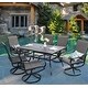 preview thumbnail 3 of 9, Outdoor Dining Set, 6 Patio Swivel Chairs Padded Sling Fabric and 60"x 38" Rectangule Dining Table with Umbrella Hole Grey - 7-Piece Sets