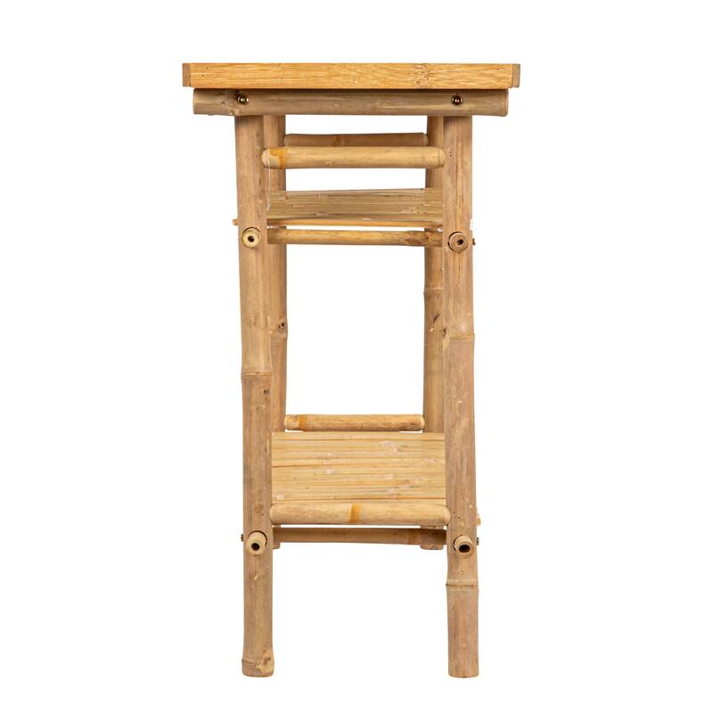 Bamboo Accent Table with 2 Shelves