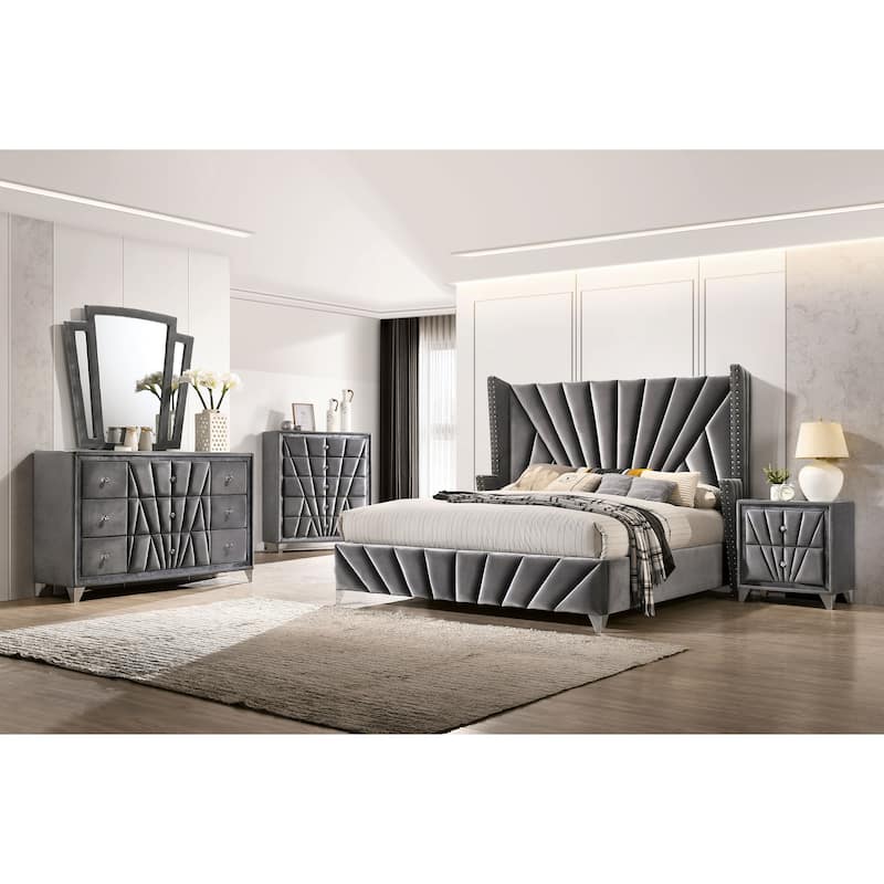 Furniture of America Ambrosia Traditional Fabric Upholstered Panel Bed