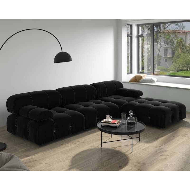 Black Velvet Free Combination Modular Sectional Sofa
