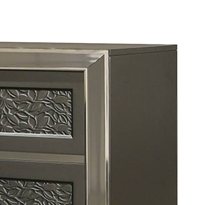 Levi Nightstand, 2 Leaf Molded Framed Drawers, Dark Gray