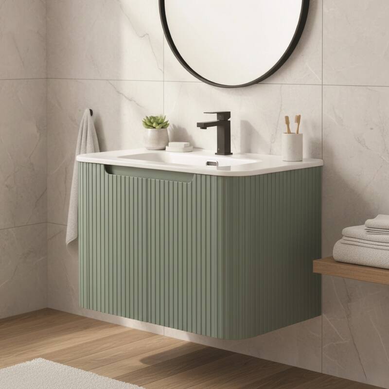 Caskvalley Modern Bathroom Vanity with Straight Fluted Design - Sink Included