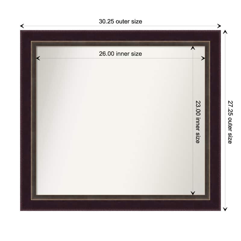Signore Bronze Framed Non-Beveled Custom Wall Mirror, Bathroom Vanity Mirror - Outer Size: 30.25 x 27.25