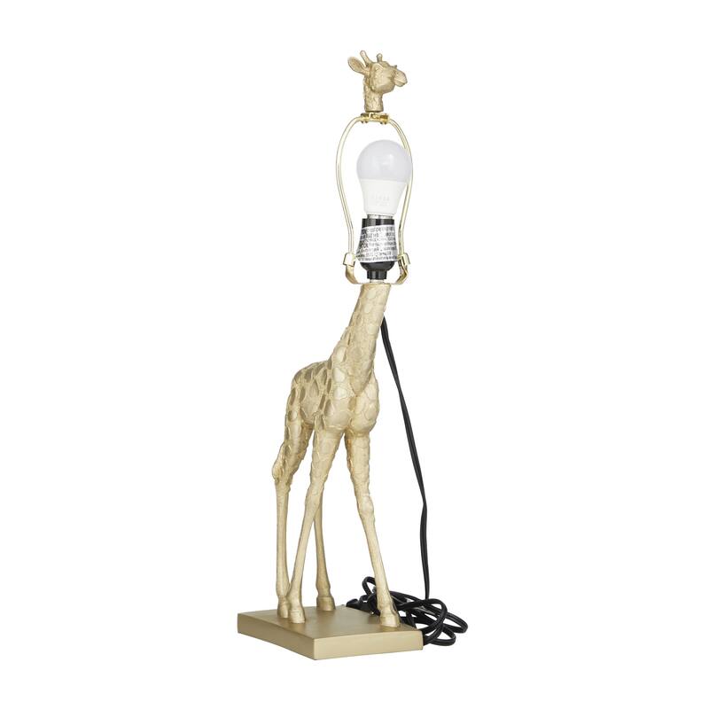 Polyresin Giraffe Room Table Lamp - Gold - Roche River Decor