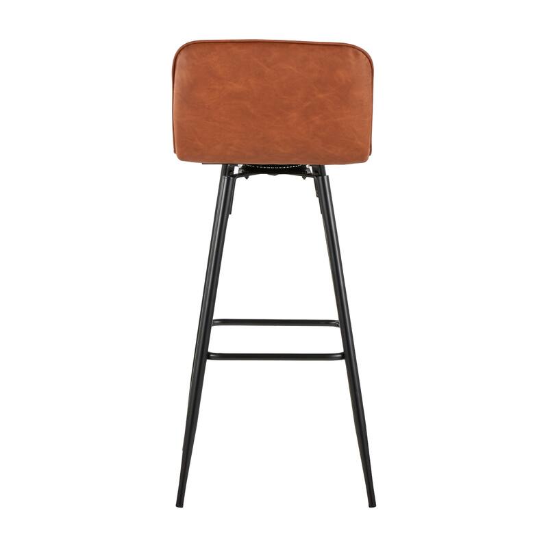 Porch & Den Kerby 30" Fixed-Height Swivel Bar Stool with Metal Legs & Square Footrest (Set of 2)