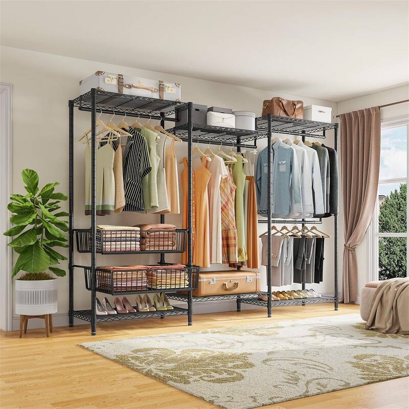 V10 Wire Garment Rack 5 Tiers Heavy Duty Clothes Rack - 15.7"D x 85.4"W x 76.4"H