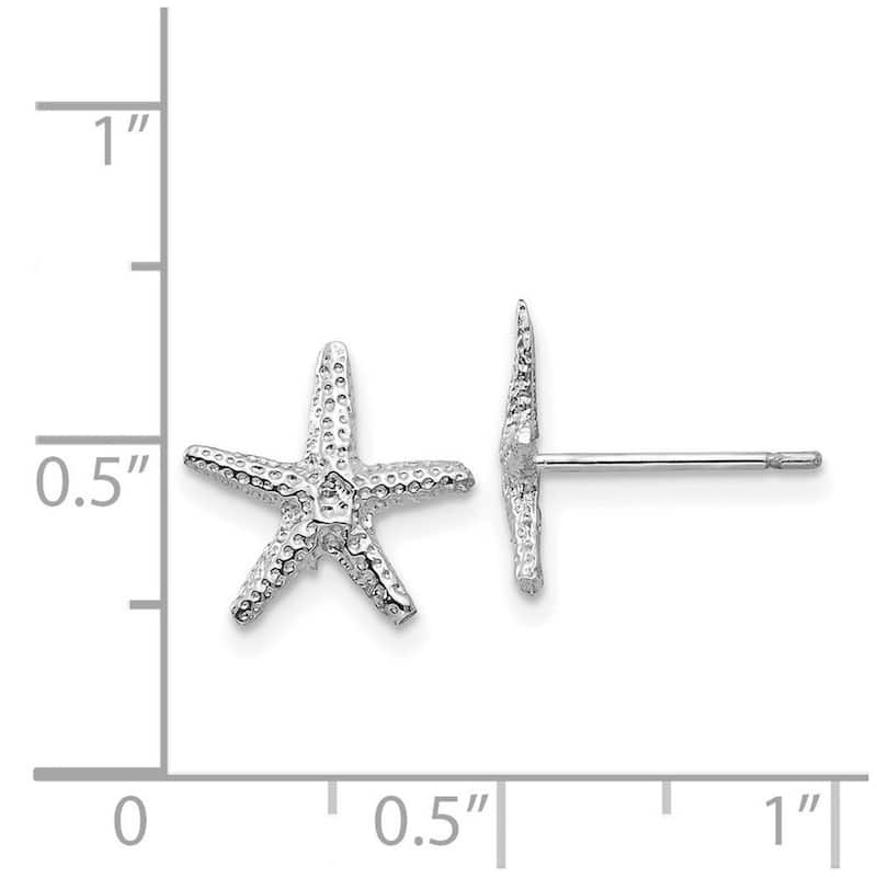 Curata 14k White Gold 11mm Sea shell Nautical Starfish Post Earrings