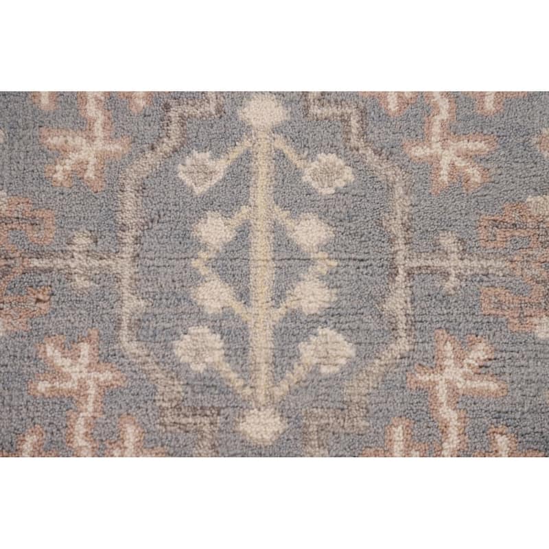 Geometric Oushak Oriental Area Rug Hand-Knotted Wool Carpet - 3'11"x 5'10"
