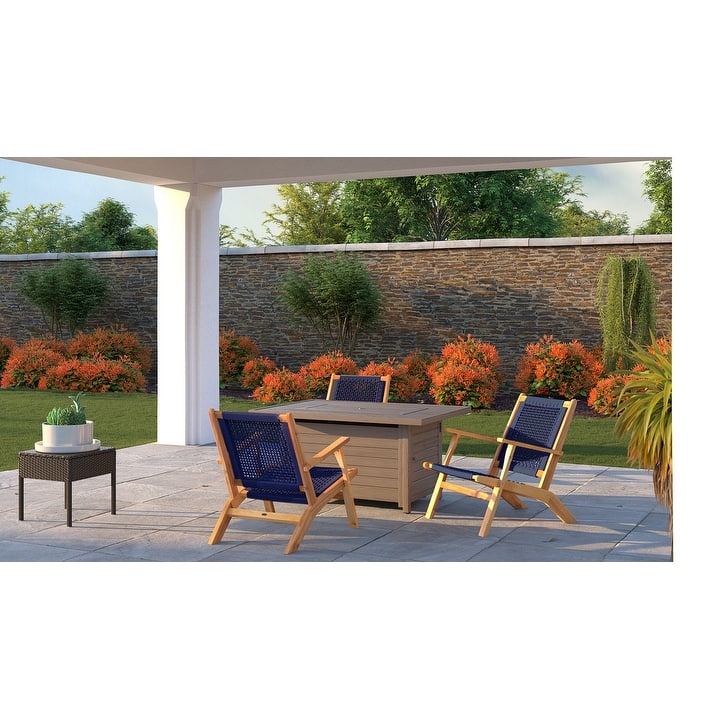 Vega Natural Stain Outdoor Chair in Navy Blue Cording