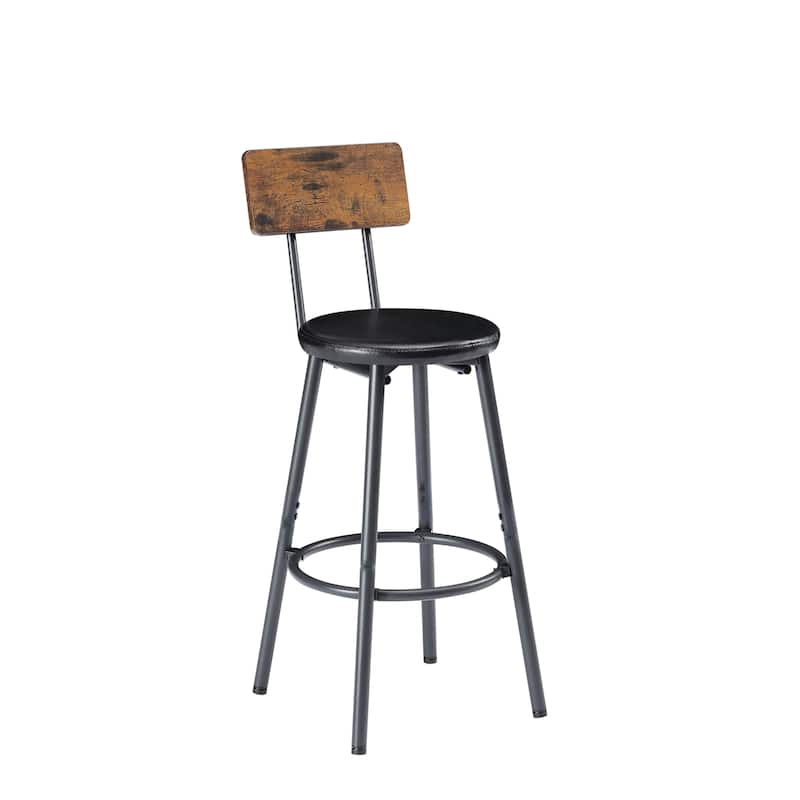 Long Bar Table Set with 3 PU Upholstered Bar Stools - N/A