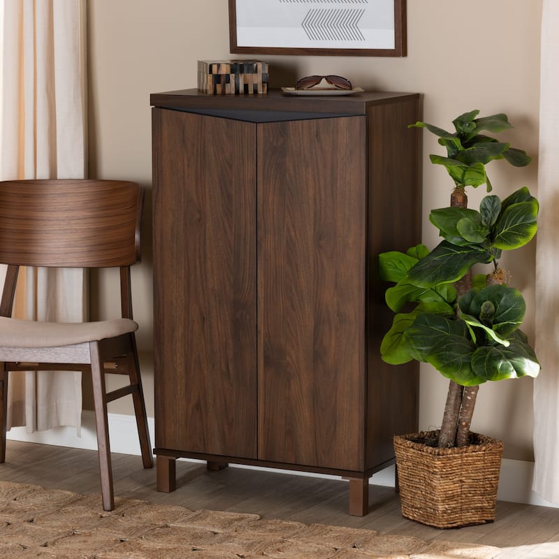 Talon Modern and Contemporary 2-Door Wood Storage Cabinet-Walnut Brown
