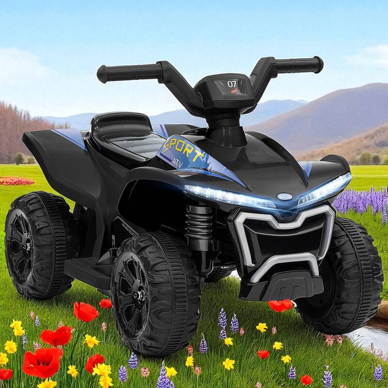6V Kids ATV Ride-On Quad with 1.6MPH Max Speed, Rechargeable Battery, Forward & Reverse for Toddlers - Black