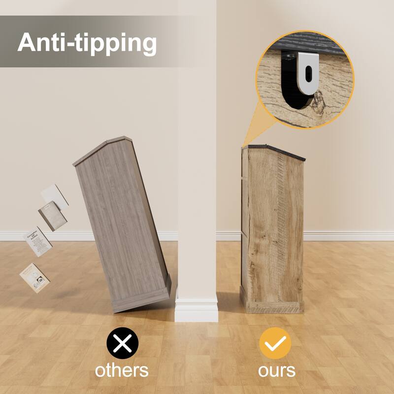 Vintage 2-Door Storage Cabinet Multi-Tier Organizer