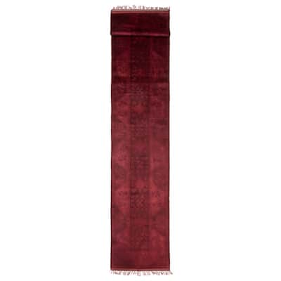ECARPETGALLERY Hand-knotted Color Transition Burgundy Wool Rug - 2'6 x 13'5