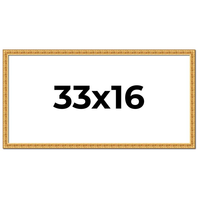 33x16 Frame Gold Real Wood Picture Frame Width 1 inches | Interior