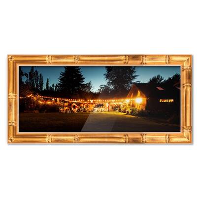 34x5 Frame Gold Bamboo Picture Frame Modern Photo Frame Includes UV Acrylic Shatter Guard Front Acid Free Foam Backing Board