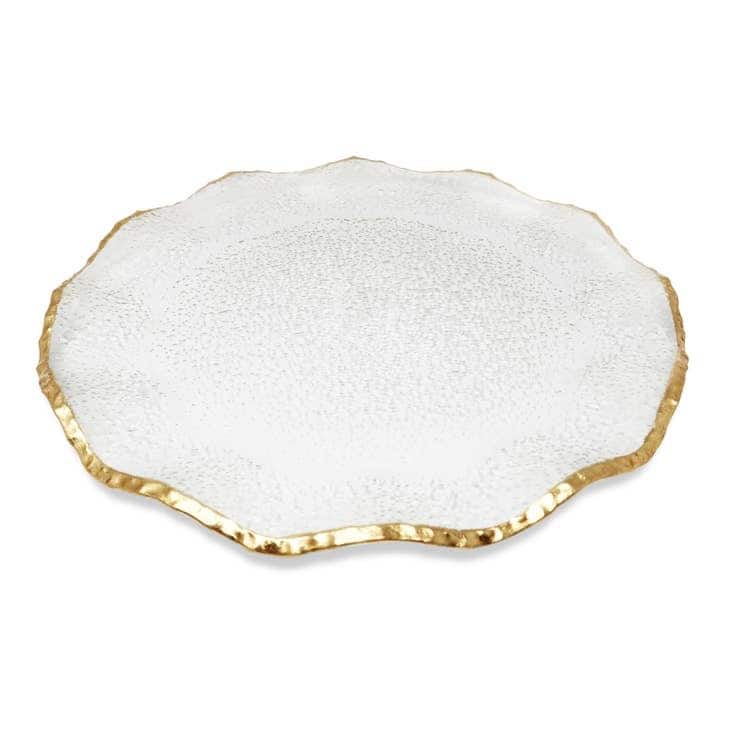 Set of 4 Glass Chargers with Scalloped Rim - Side Plate