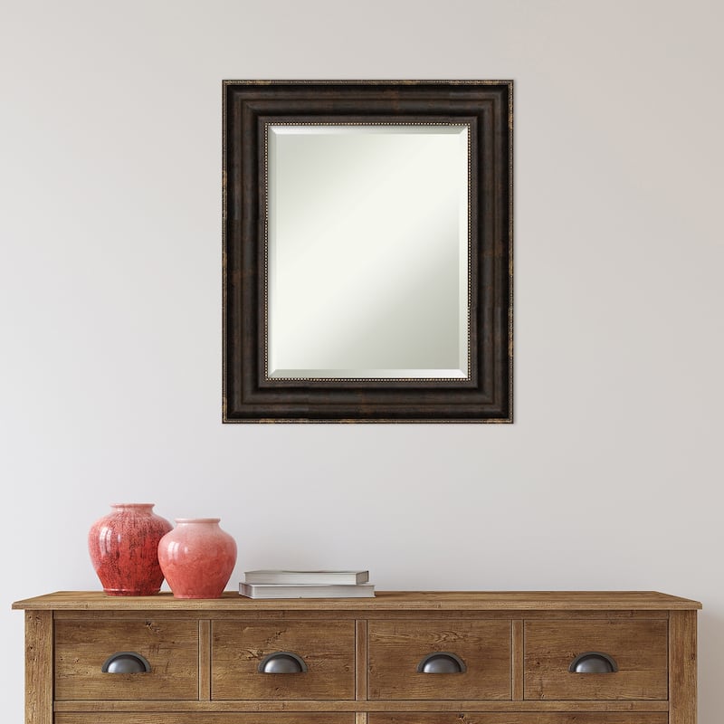 Beveled Bathroom Wall Mirror - Stately Bronze Frame - Stately Bronze