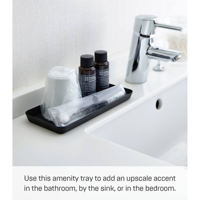 Yamazaki Home Vanity Tray - Flat - Two Sizes, Steel, 4" x 8.5" - L 3.94 x W 8.66 x H 0.59 inches