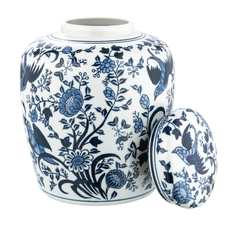Decorative Ceramic Ginger Jar with Lid - 6.3"L x 6.3"W x 8.3"H