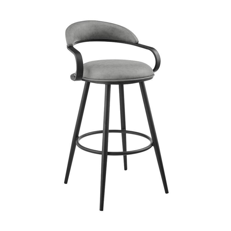 Gargy Swivel Counter Stool Chair with Floating Back, Gray Faux Leather