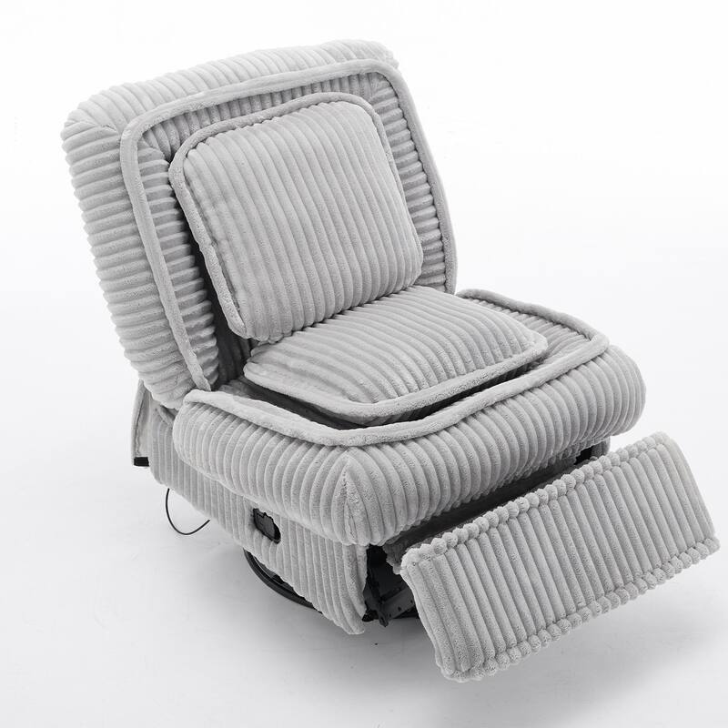 Corduroy 360° Swivel Glider Rocker Recliner with Pillows