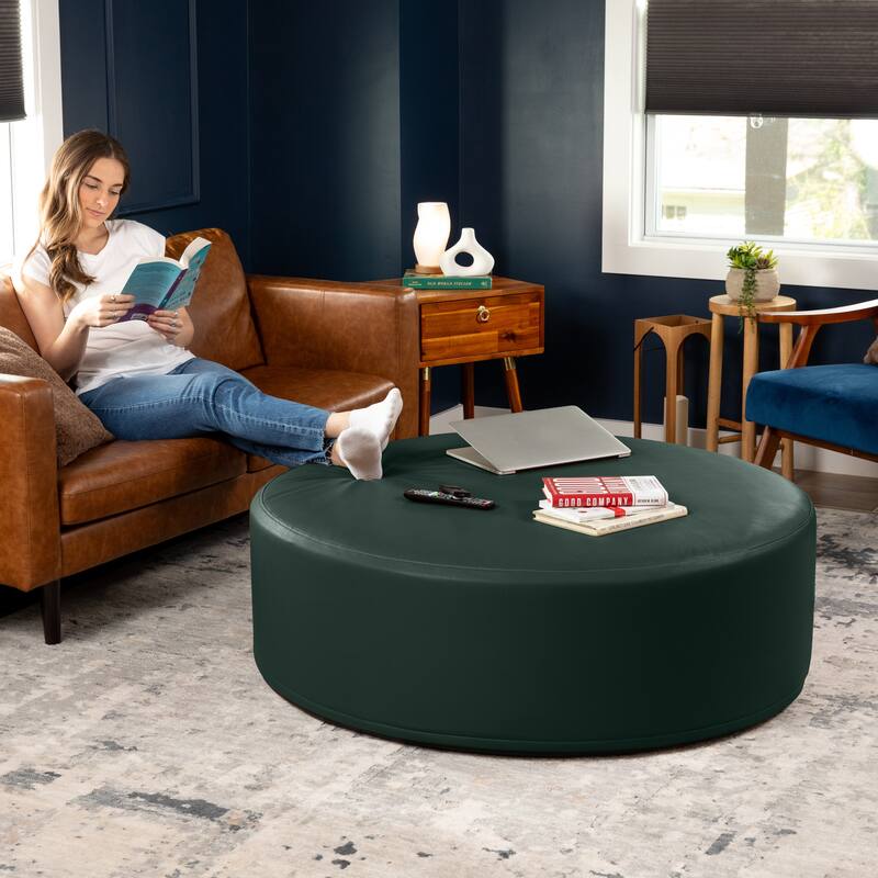 Jaxx Candler Round Couch Ottoman Large Coffee Table & Foot Rest, 44-Inch