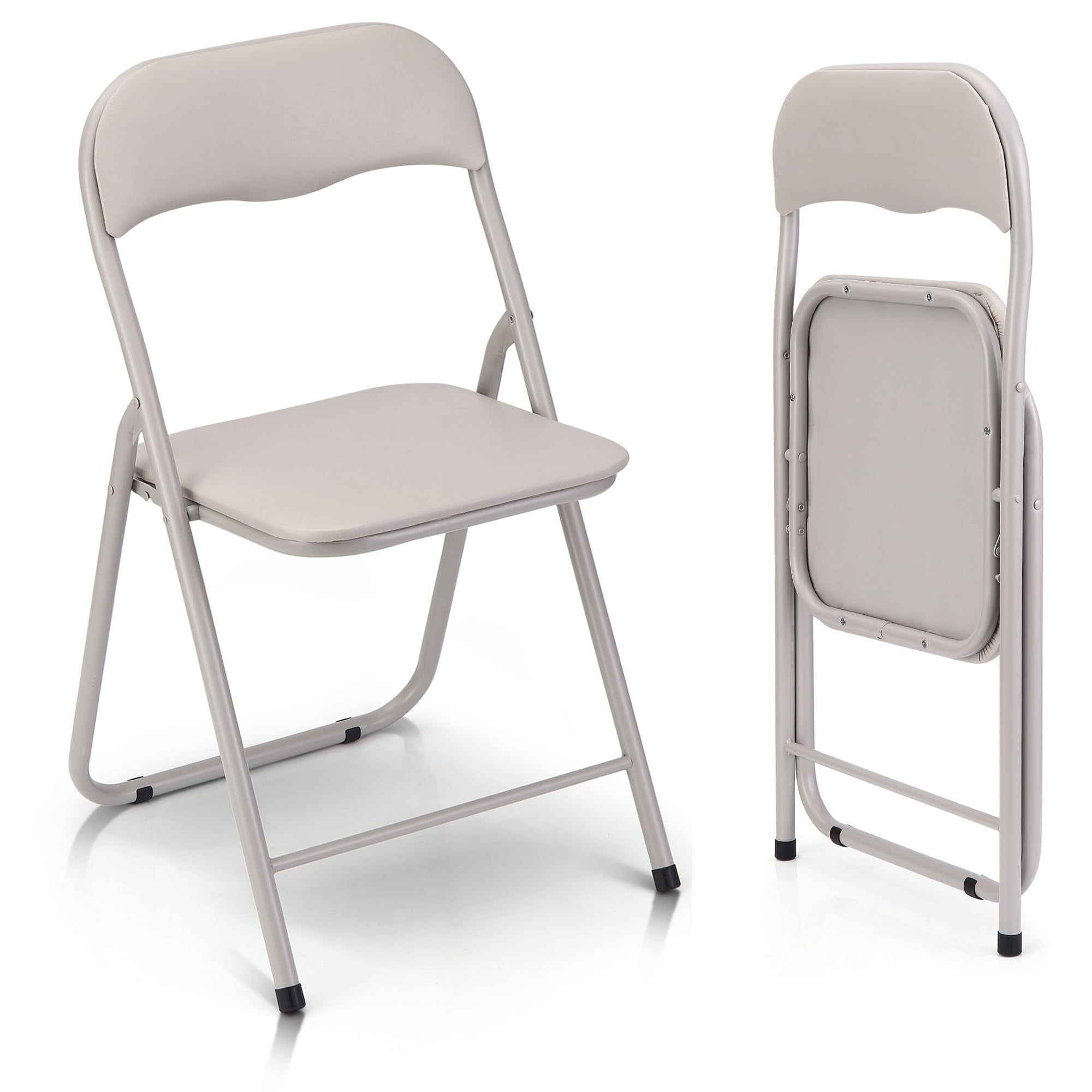 Black Padded Folding Chairs Grey Fabric Padded Seat Stackable