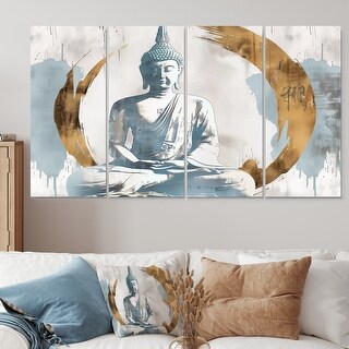 Grey And Gold Golden Buddha Reflection II - Buddhism Canvas Wall Art ...