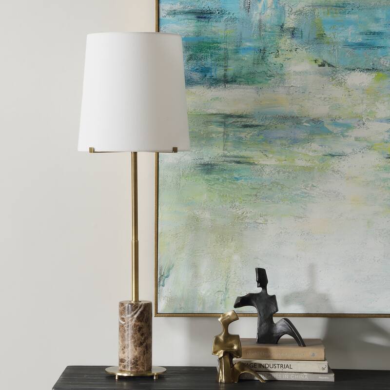 Uttermost Sepia Brown Marble Buffet Lamp - 36" H X 12" W X 12" D