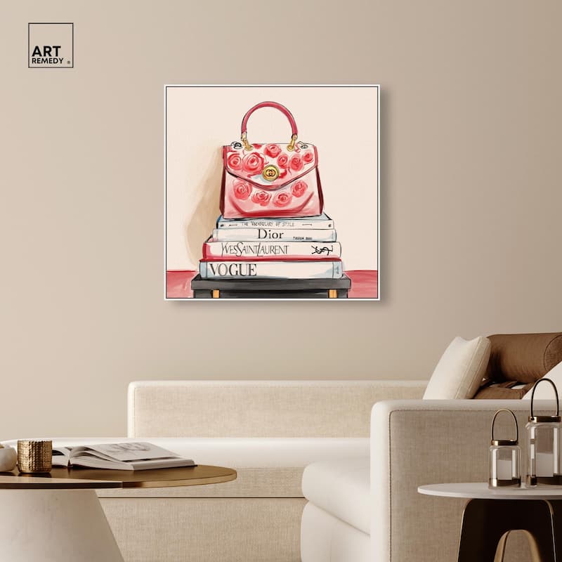 red flowers handbag Canvas by Art Remedy