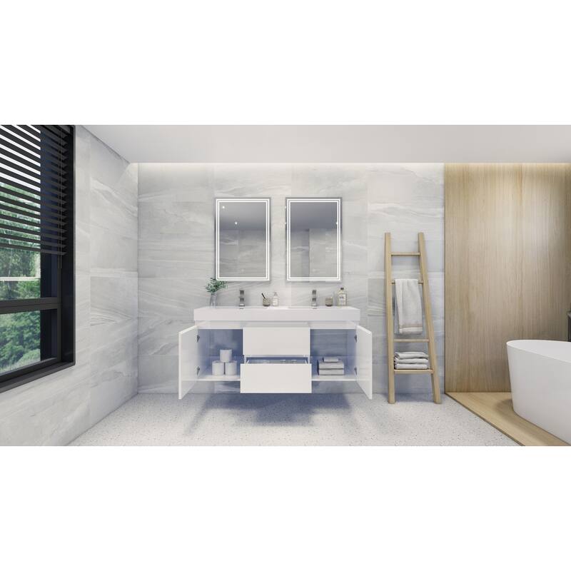Baillie 60'' Wall-Mounted Vanity with Double Reinforced Acrylic Sink