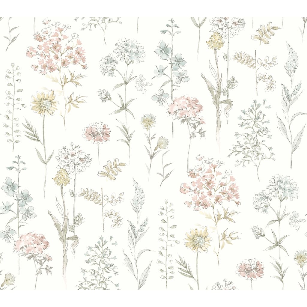 Chesapeake Bergamot Pastel Wildflower Wallpaper