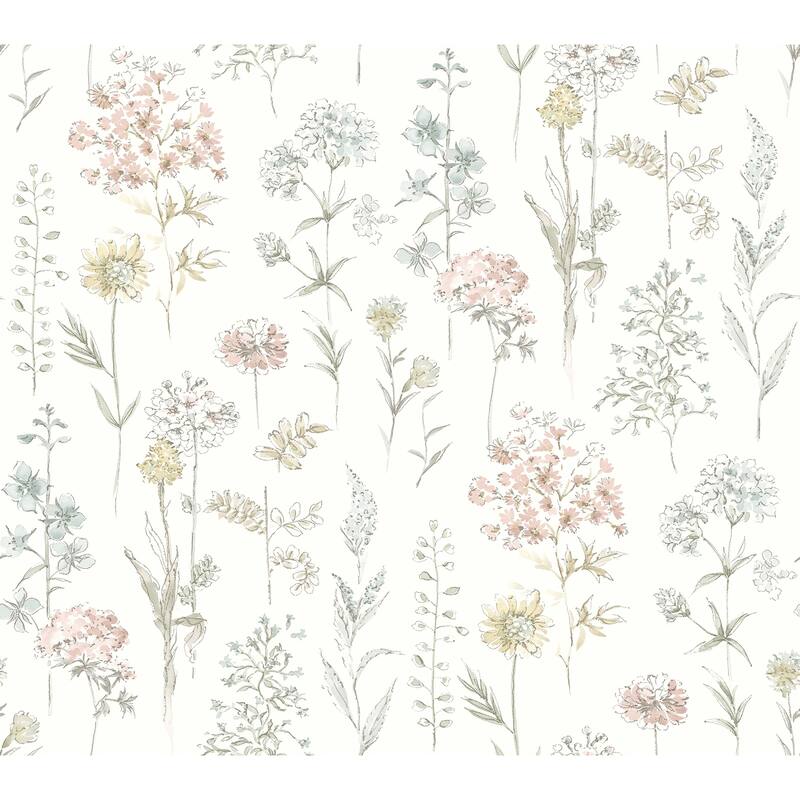 Chesapeake Bergamot Pastel Wildflower Wallpaper