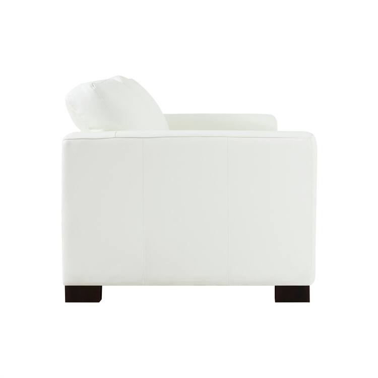 Genuine Leather Loveseat Sofa - Ultimate Comfort, Mid-Century Living Room Loveseat, Modern Small Couch with Sturdy Block Legs